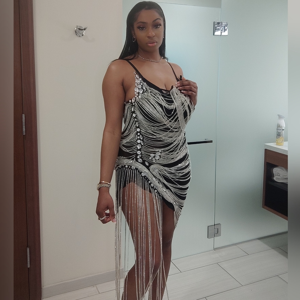 Angel Brinks Tokyo Bejeweled Diamond Birthday New Year Mini Strapless Dress